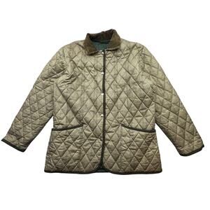 Vintage Barrakan Quilted Equestrian Riding Jacket Womens Medium Snap Green Plaid